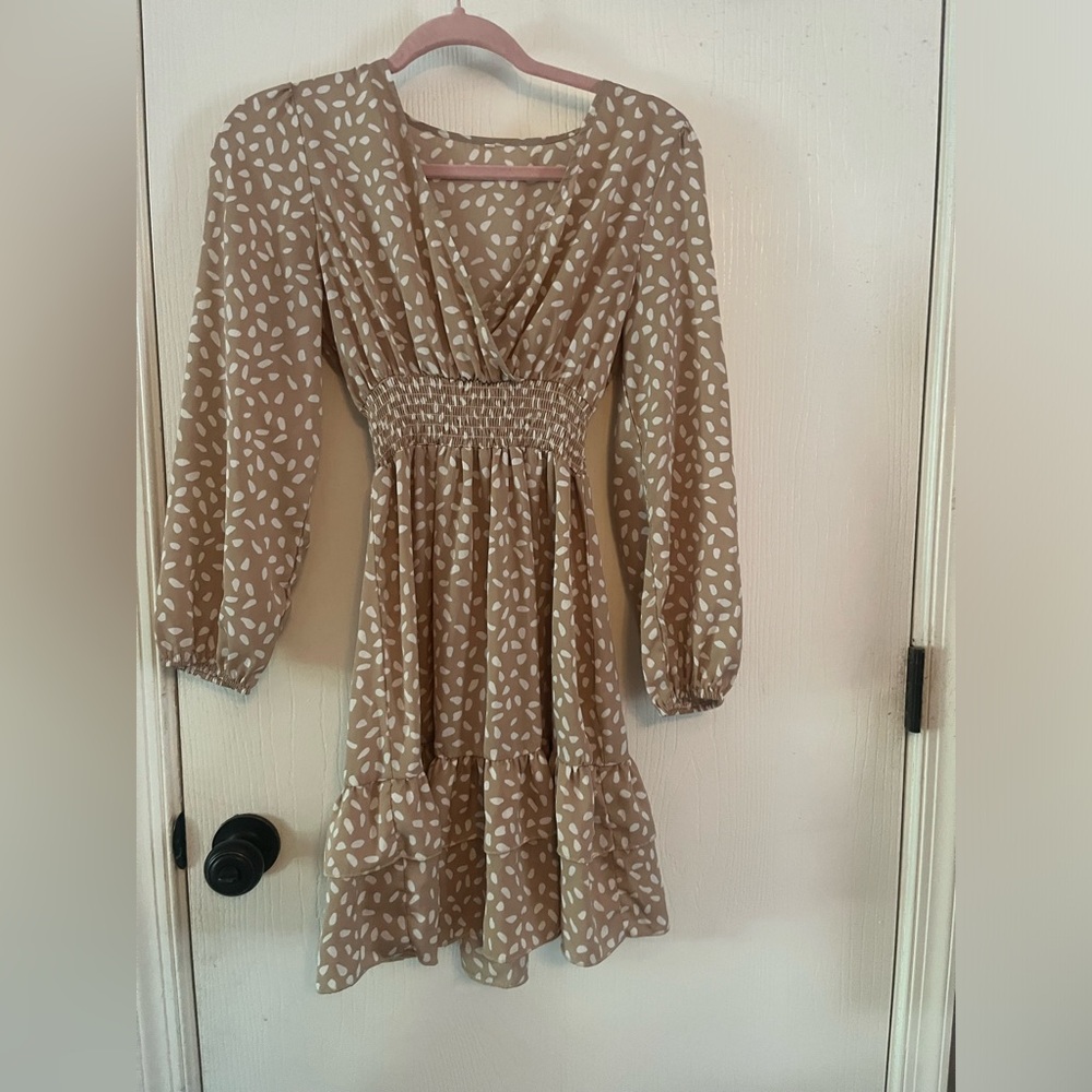 Elegant Tan Patterned Dress